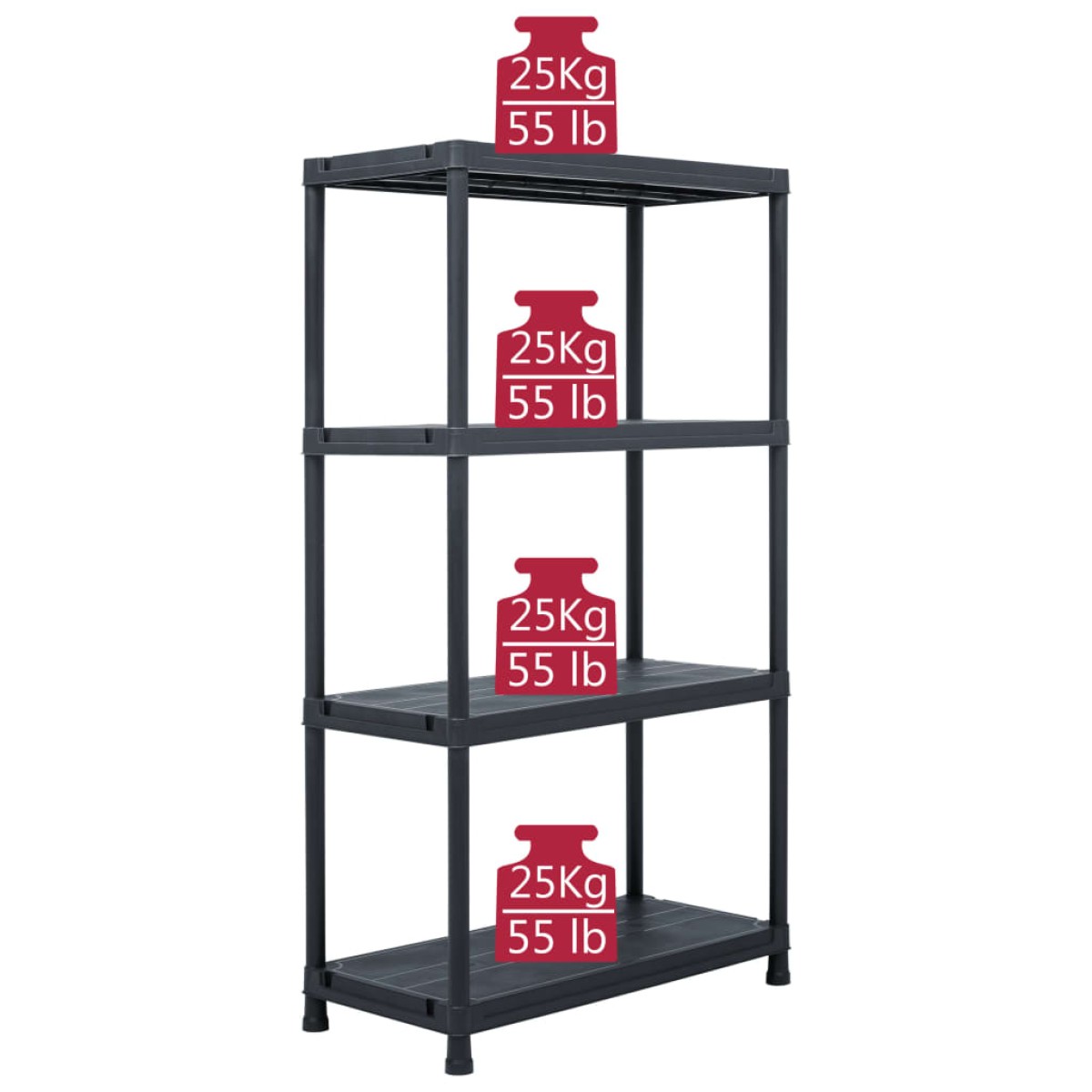 vidaXL Ραφιέρα Μαύρη 100 κ. 60 x 30 x 138 εκ. Πλαστική