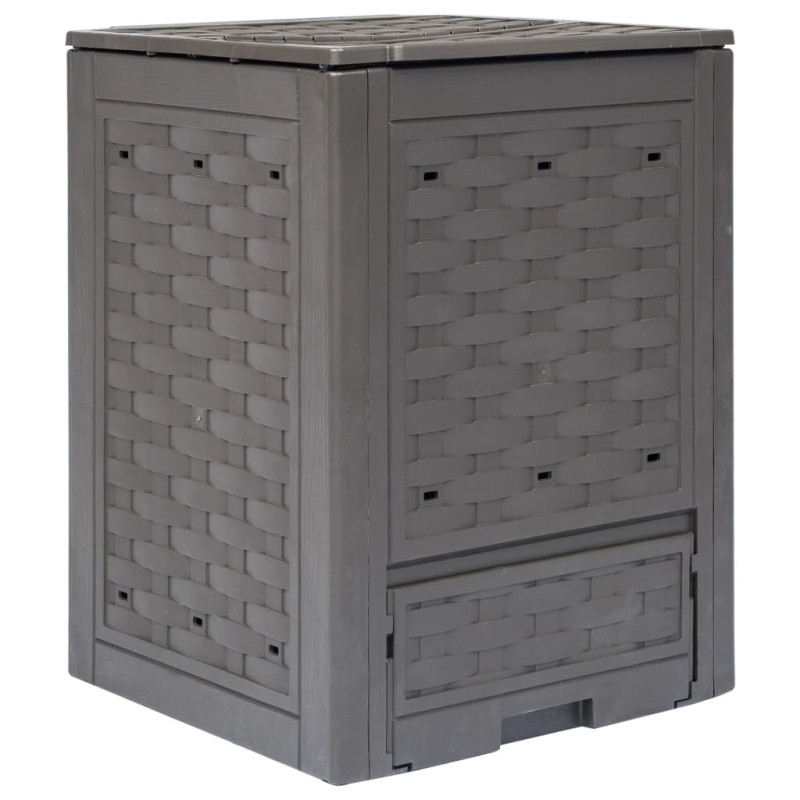 vidaXL Κομποστοποιητής Κήπου Καφέ 60x60x83 εκ. 300 L Πλαστικό Ρατάν