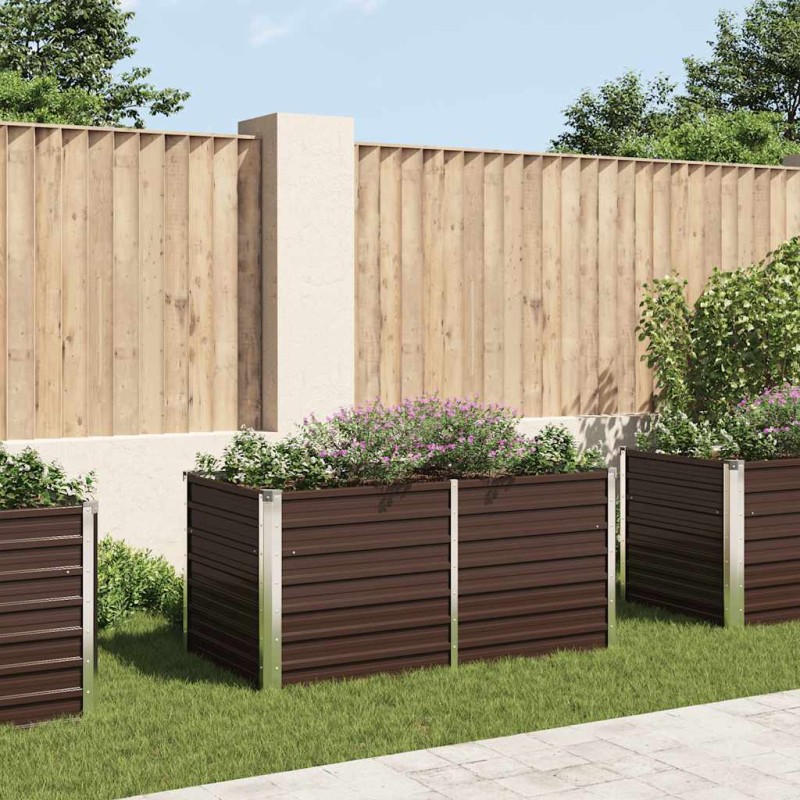vidaXL Ζαρντινιέρα Ψηλή Καφέ 160 x 80 x 77 εκ. από Γαλβανισμένο Χάλυβα