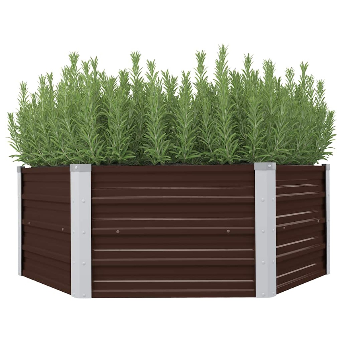 vidaXL Ζαρντινιέρα Ψηλή Καφέ 129 x 129 x 46 εκ. Γαλβανισμένος Χάλυβας