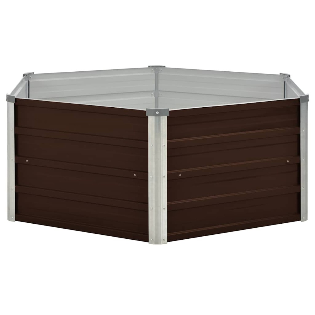 vidaXL Ζαρντινιέρα Ψηλή Καφέ 129 x 129 x 46 εκ. Γαλβανισμένος Χάλυβας