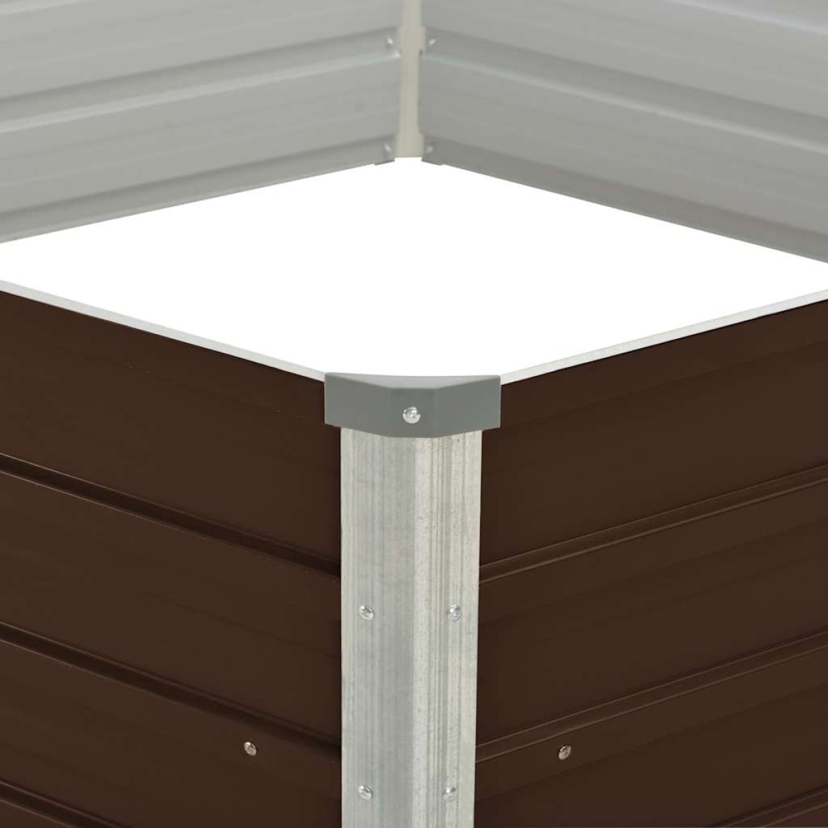 vidaXL Ζαρντινιέρα Ψηλή Καφέ 129 x 129 x 46 εκ. Γαλβανισμένος Χάλυβας