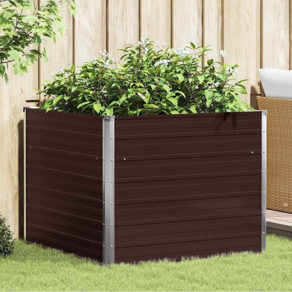 vidaXL Ζαρντινιέρα Ψηλή Καφέ 100 x 100 x 77εκ. από Γαλβανισμένο Χάλυβα