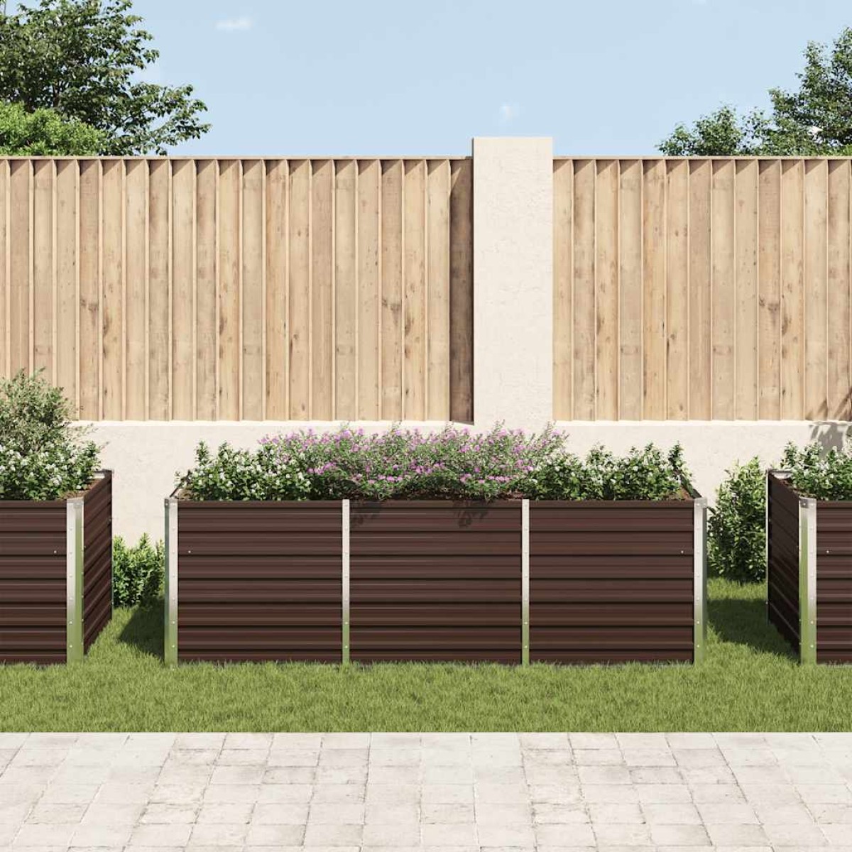 vidaXL Ζαρντινιέρα Υπερυψωμένη Καφέ 240x80x77 εκ. Γαλβανισμ. Χάλυβας