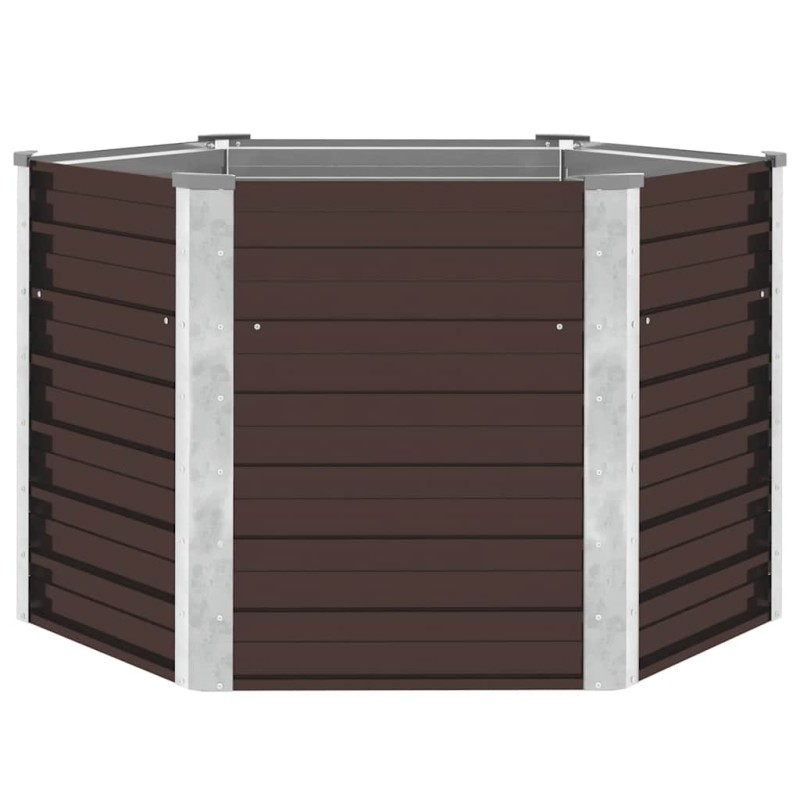 vidaXL Ζαρντινιέρα Υπερυψωμένη Καφέ 129x129x77 εκ. Γαλβανισμ. Χάλυβας