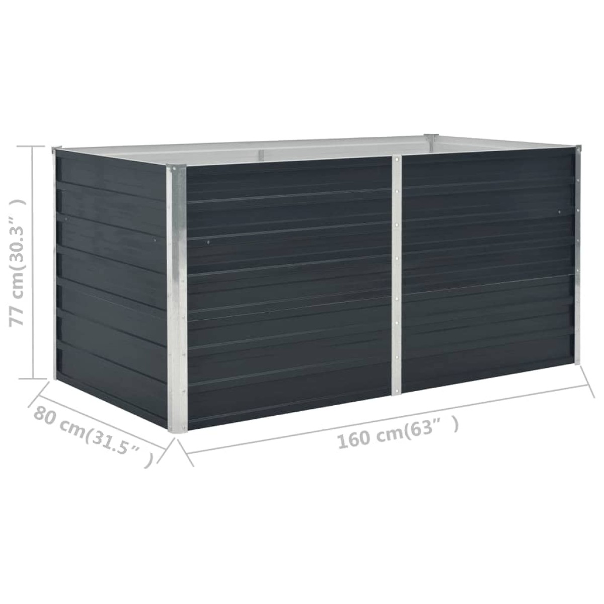 vidaXL Ζαρντινιέρα Ψηλή Ανθρακί 160x80x77 εκ. από Γαλβανισμένο Χάλυβα