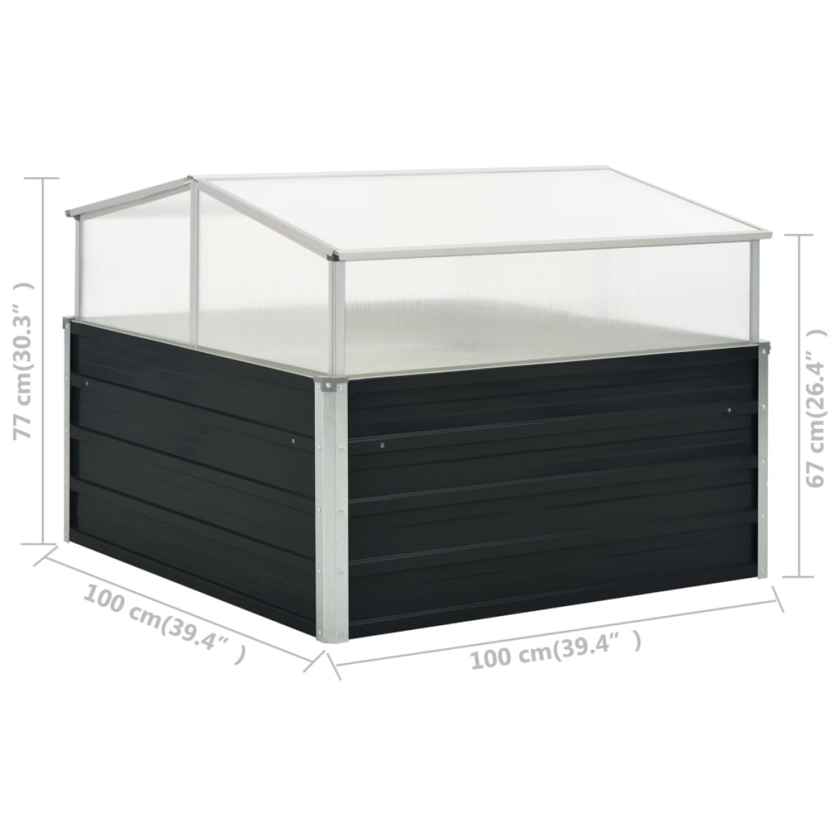 vidaXL Θερμοκήπιο Σπορείο Ανθρακί 100x100x77 εκ. Γαλβανισμένος Χάλυβας