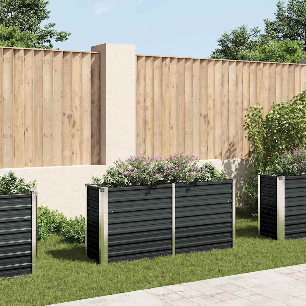 vidaXL Ζαρντινιέρα Υπερυψωμένη Ανθρακί 160x40x77 εκ. Γαλβαν. Χάλυβας