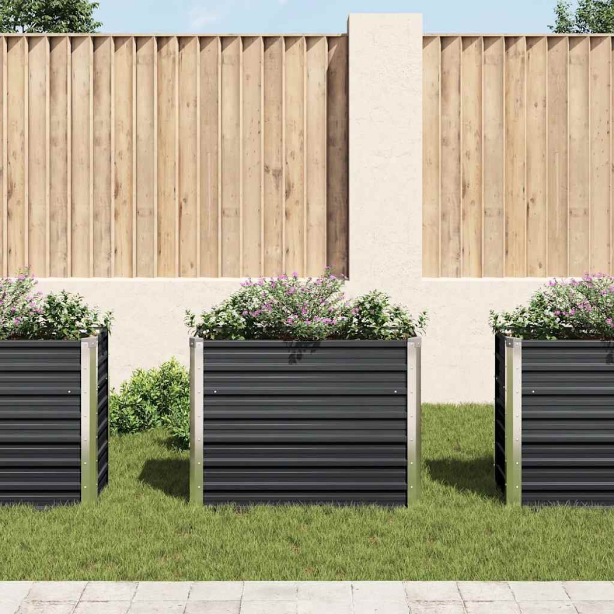 vidaXL Ζαρντινιέρα Υπερυψωμένη Ανθρακί 100x40x77 εκ. Γαλβαν. Χάλυβας