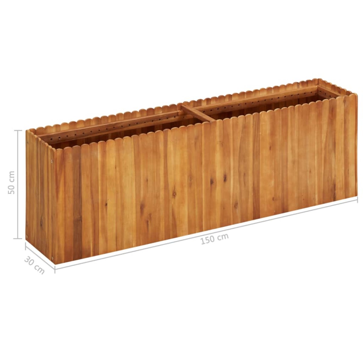 vidaXL Ζαρντινιέρα Υπερυψωμένη 150 x 30 x 50 εκ. Μασίφ Ξύλο Ακακίας