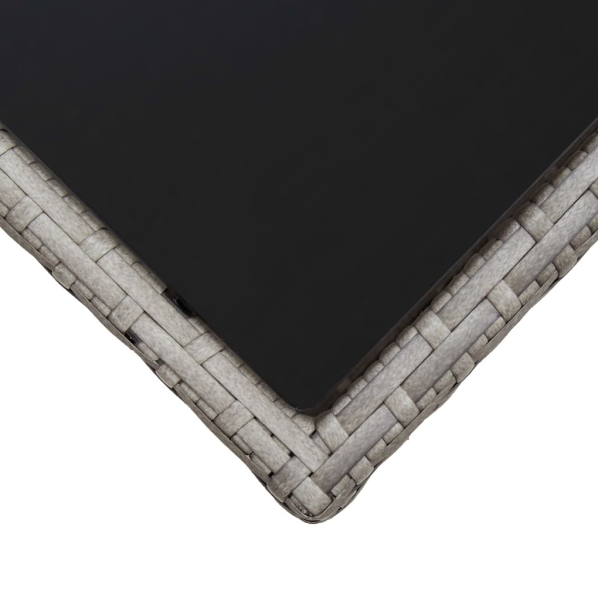 vidaXL Τραπεζάκι Σαλονιού Γκρι 45 x 45 x 40 εκ. Συνθετικό Ρατάν/Γυαλί