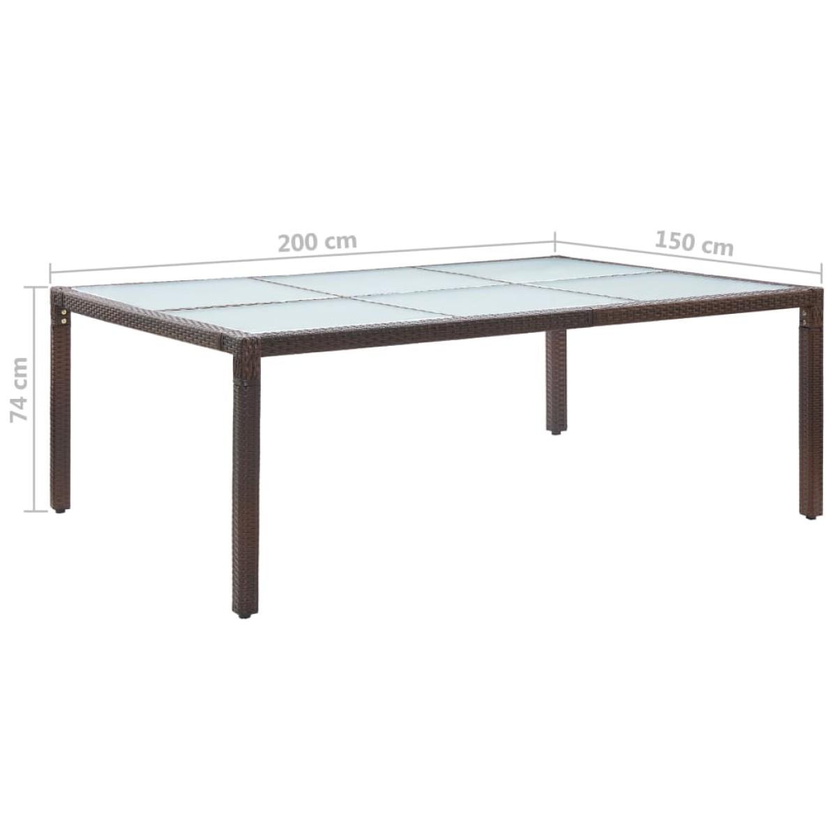 vidaXL Τραπεζαρία Εξωτερικού Χώρου Καφέ 200x150x74 εκ. Συνθετ. Ρατάν