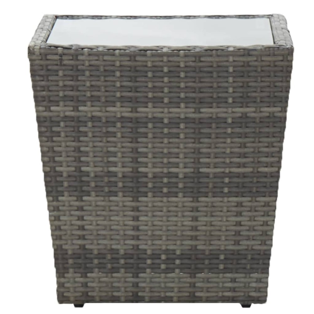 vidaXL Τραπέζι Βοηθητικό Γκρι 41,5x41,5x43 εκ. Συνθ.Ρατάν/Ψημένο Γυαλί