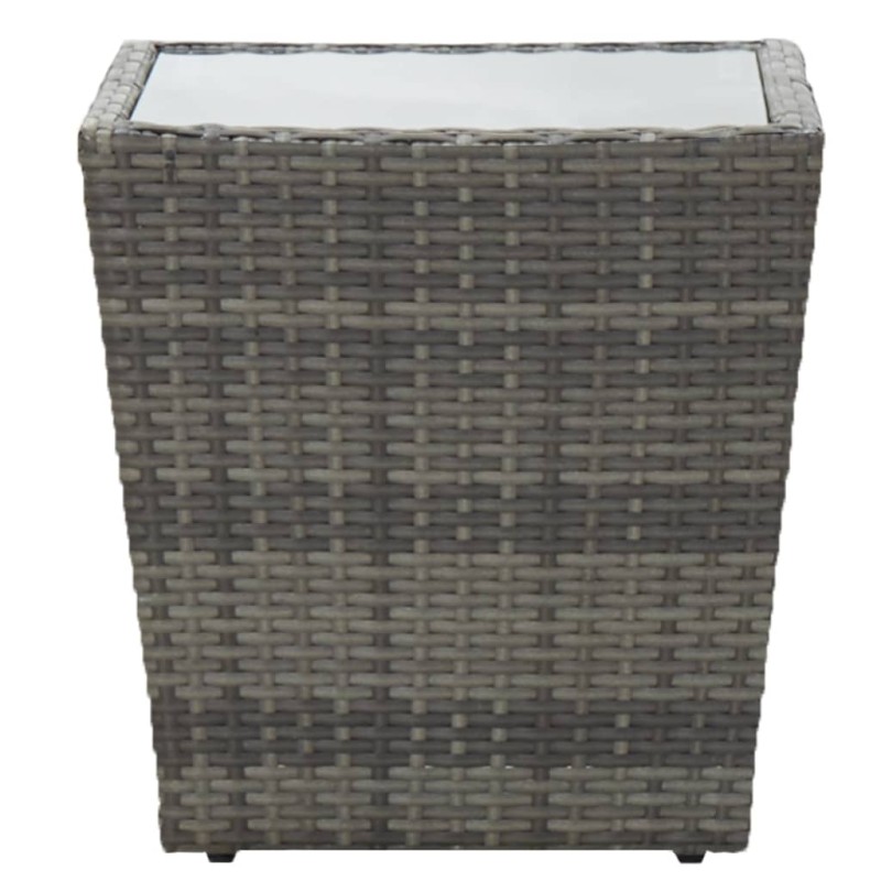 vidaXL Τραπέζι Βοηθητικό Γκρι 41,5x41,5x43 εκ. Συνθ.Ρατάν/Ψημένο Γυαλί