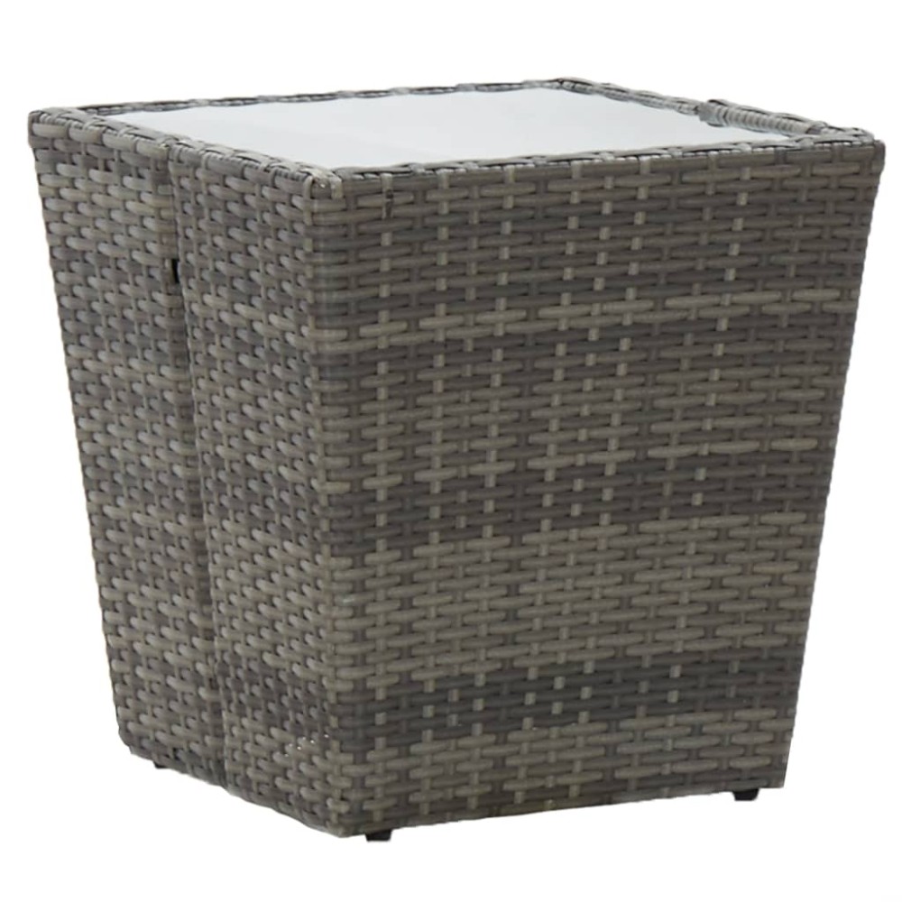 vidaXL Τραπέζι Βοηθητικό Γκρι 41,5x41,5x43 εκ. Συνθ.Ρατάν/Ψημένο Γυαλί