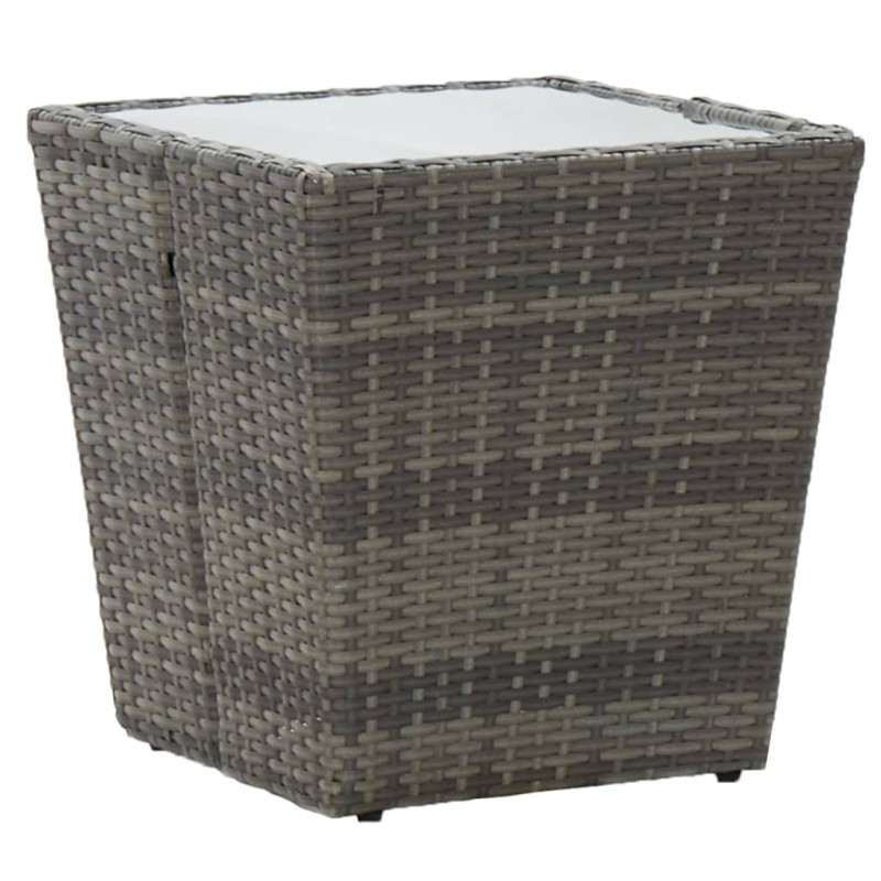 vidaXL Τραπέζι Βοηθητικό Γκρι 41,5x41,5x43 εκ. Συνθ.Ρατάν/Ψημένο Γυαλί