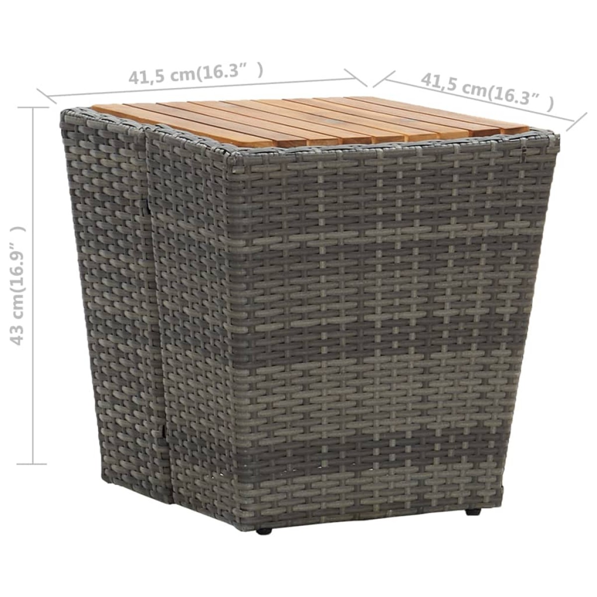 vidaXL Τραπέζι Βοηθητικό Γκρι 41,5x41,5x43 εκ Συνθ.Ρατάν/Ξύλο Ακακίας