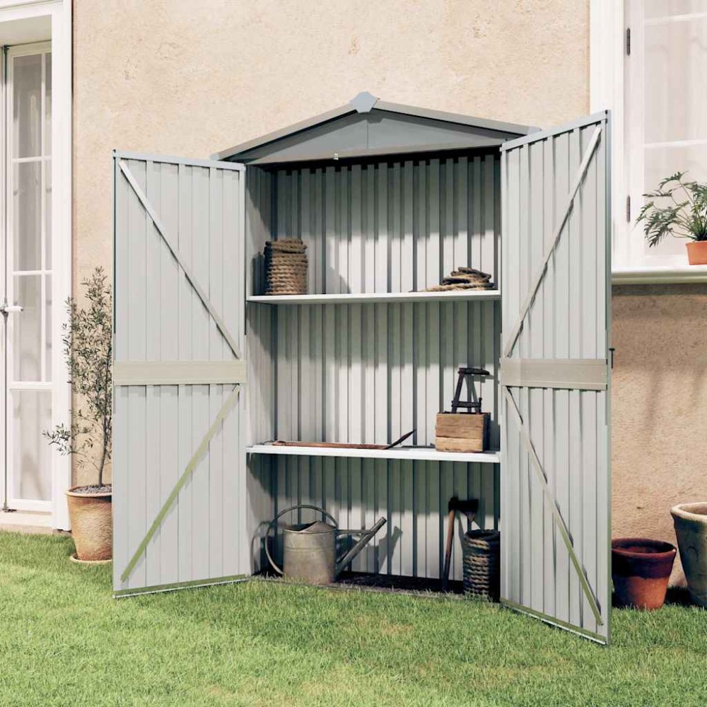 vidaXL Αποθήκη Κήπου Γκρι 116x45x175 εκ. από Γαλβανισμένο Ατσάλι