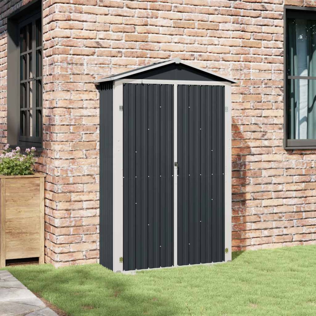 vidaXL Αποθήκη Κήπου Ανθρακί 116x45x175 εκ. από Γαλβανισμένο Ατσάλι