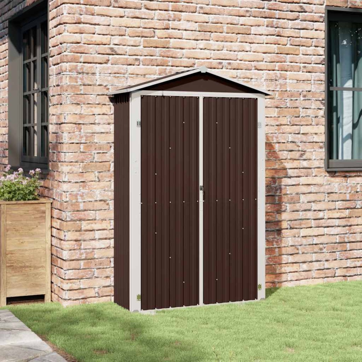 vidaXL Αποθήκη Κήπου Καφέ 116x45x175 εκ. από Γαλβανισμένο Ατσάλι