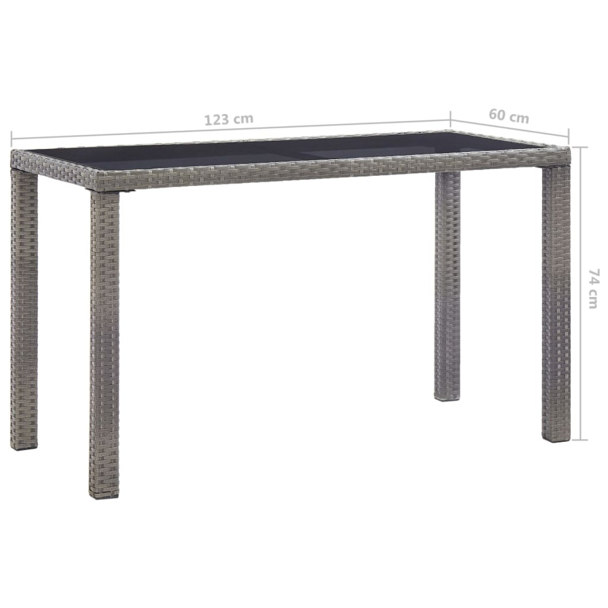 vidaXL Τραπέζι Κήπου Ανθρακί 123 x 60 x 74 εκ. από Συνθετικό Ρατάν