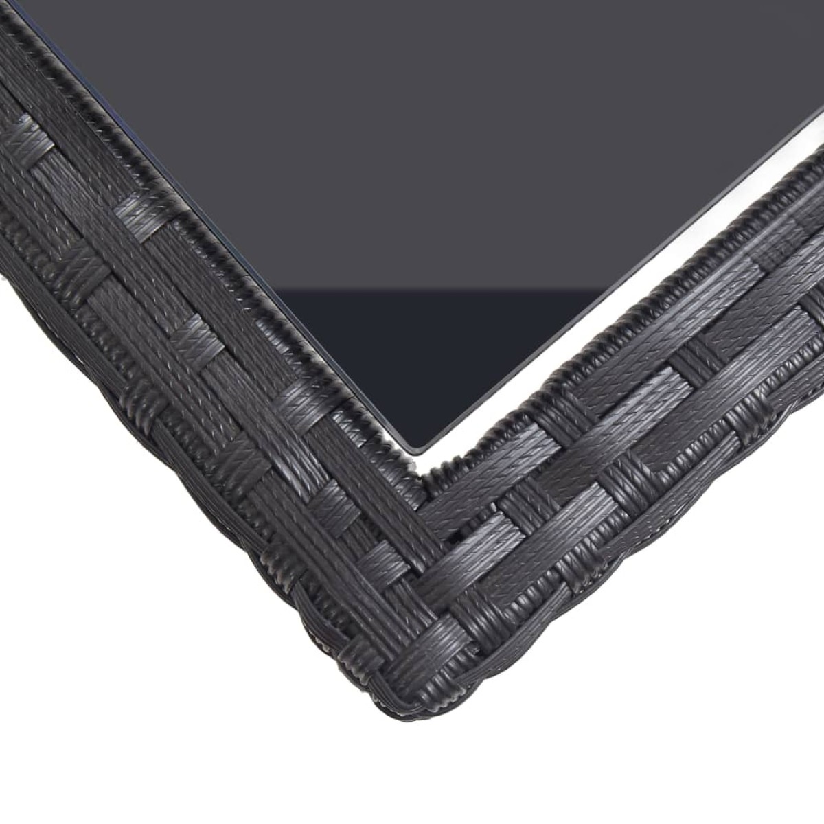 vidaXL Τραπέζι Κήπου Μαύρο 110x53x72 εκ. Γυάλινο και Συνθετικό ρατάν