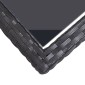vidaXL Τραπέζι Κήπου Μαύρο 110x53x72 εκ. Γυάλινο και Συνθετικό ρατάν
