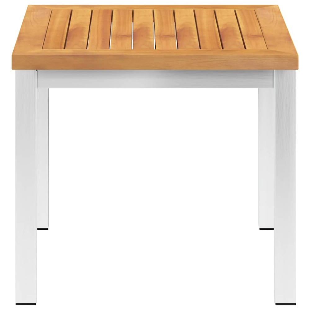 vidaXL Τραπεζάκι Κήπου 45x45x38 εκ. Μασίφ Ξύλο Ακακίας / Ανοξ. Ατσάλι