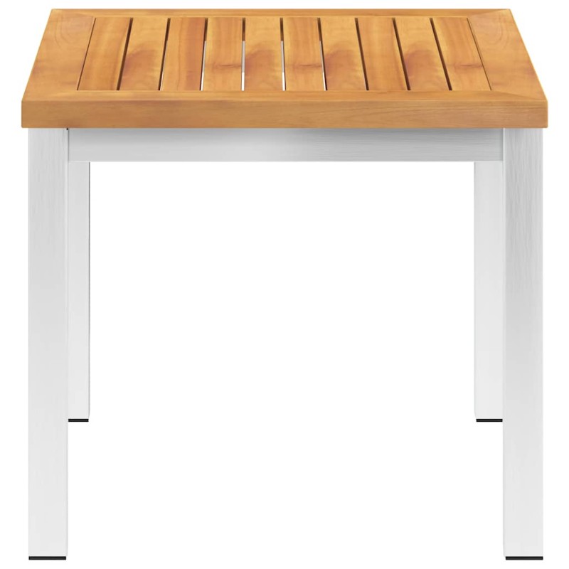 vidaXL Τραπεζάκι Κήπου 45x45x38 εκ. Μασίφ Ξύλο Ακακίας / Ανοξ. Ατσάλι
