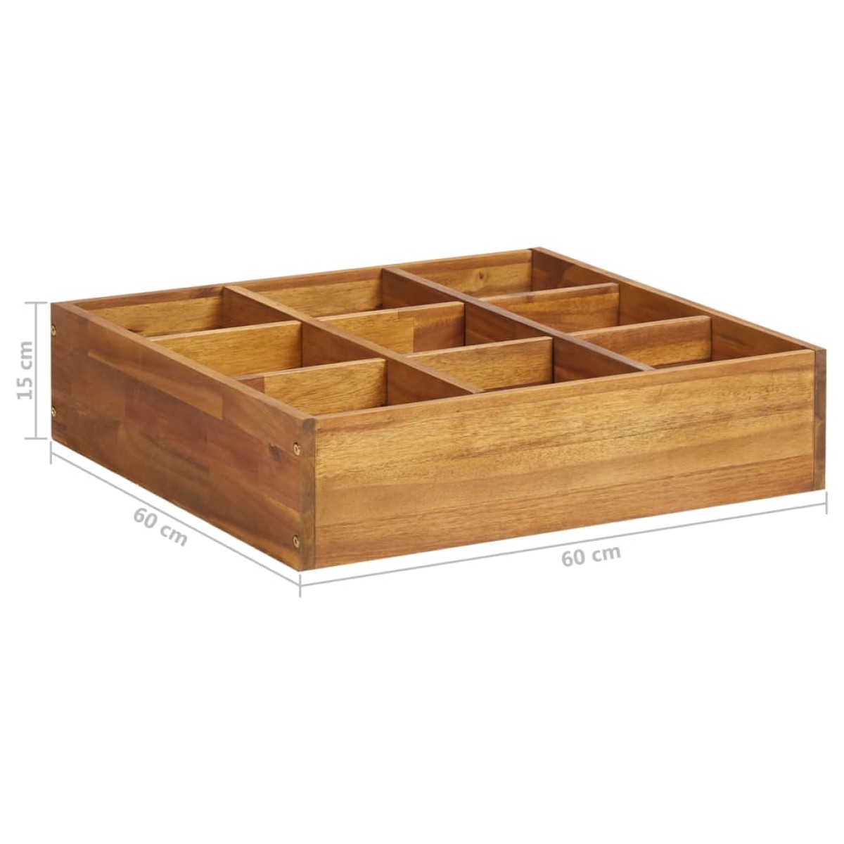 vidaXL Ζαρντινιέρα Βοτάνων Υπερυψωμένη 60x60x15 εκ. Μασίφ Ξύλο Ακακίας