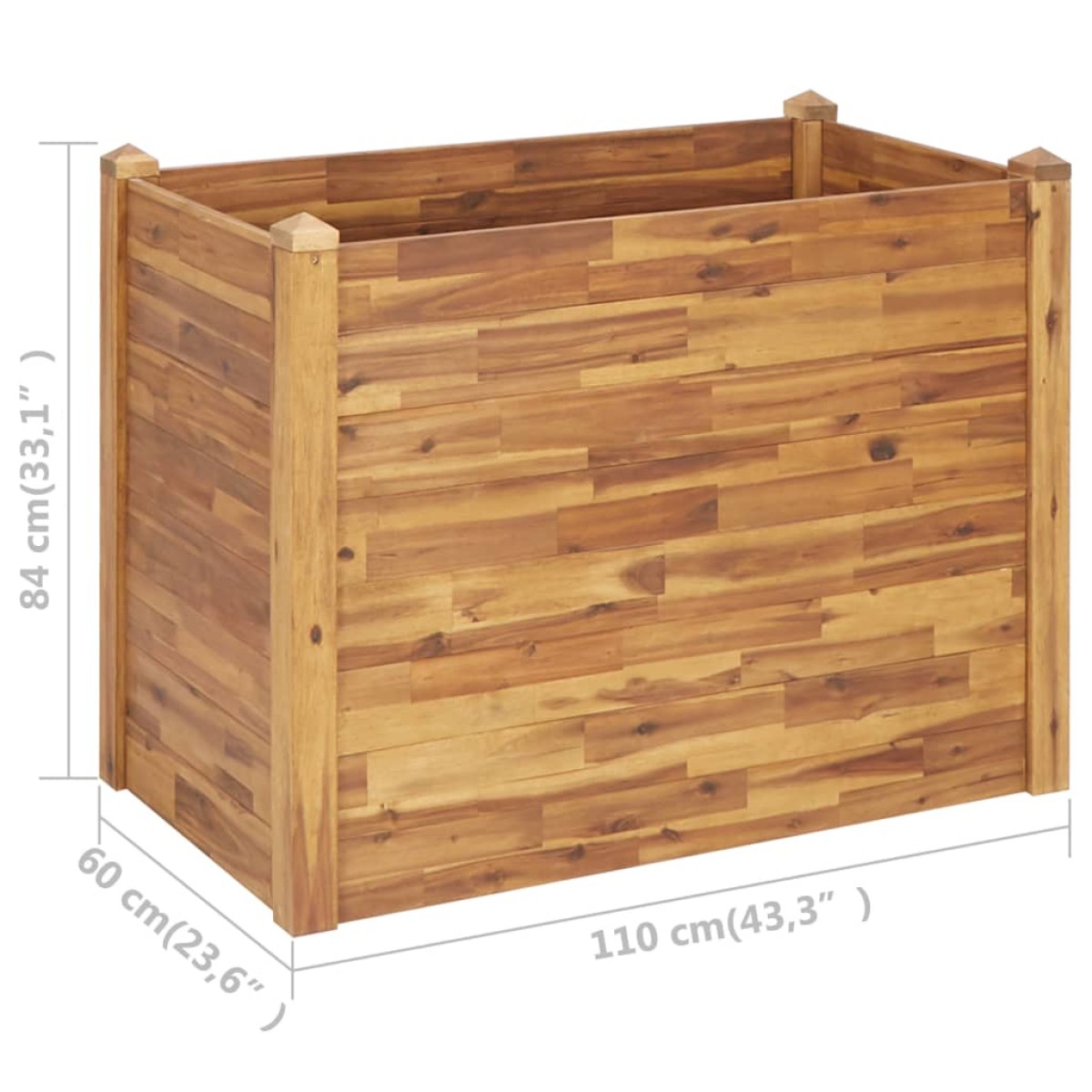vidaXL Ζαρντινιέρα Υπερυψωμένη 110 x 60 x 84 εκ. Μασίφ Ξύλο Ακακίας