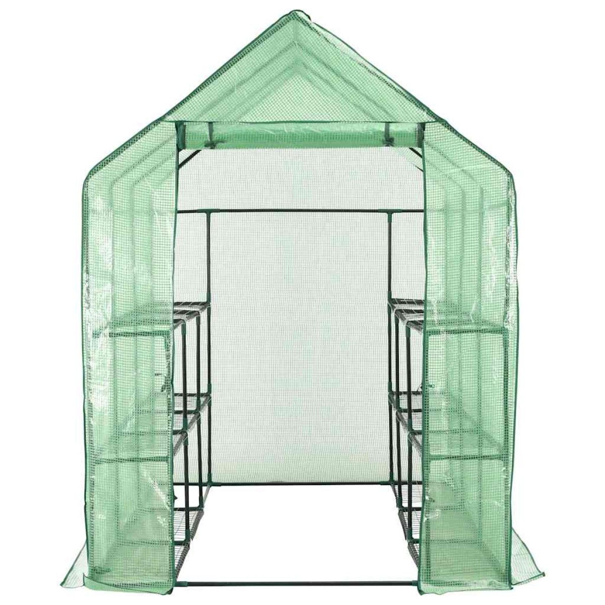 vidaXL Θερμοκήπιο Walk-in με 12 Ράφια 143 x 214 x 196 εκ. Ατσάλινο