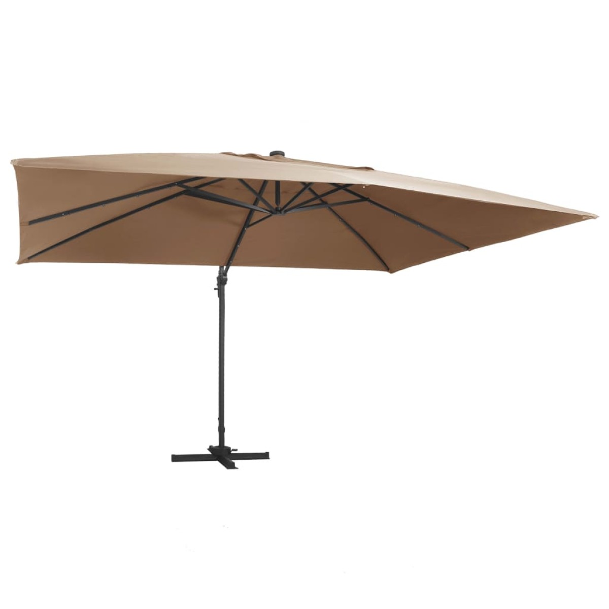 vidaXL Ομπρέλα Κρεμαστή Taupe 400x300 εκ. Ιστός Αλουμινίου & LED