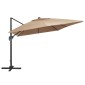 vidaXL Ομπρέλα Κρεμαστή Taupe 400x300 εκ. Ιστός Αλουμινίου & LED