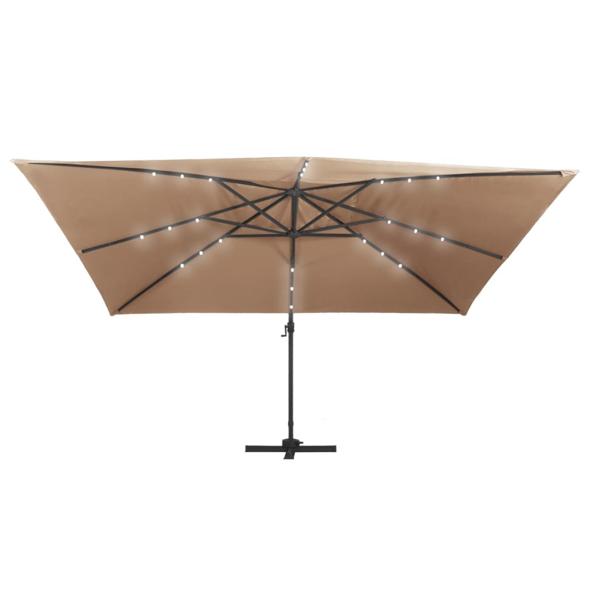 vidaXL Ομπρέλα Κρεμαστή Taupe 400x300 εκ. Ιστός Αλουμινίου & LED