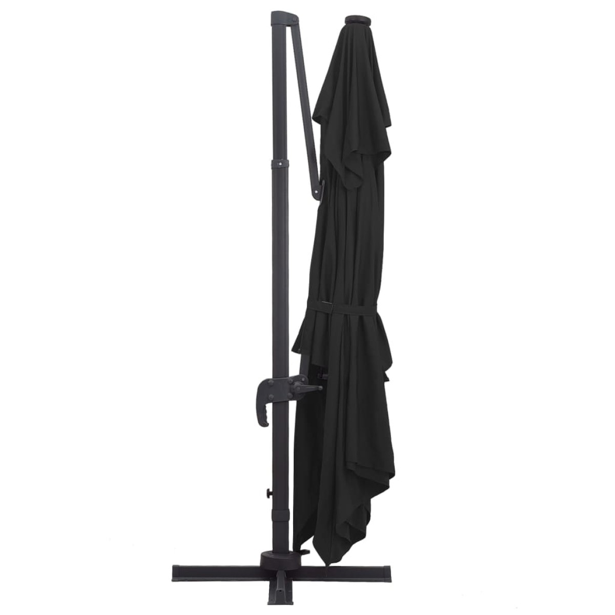 vidaXL Cantilever Ομπρέλα με LED, κοντάρι αλουμινίου 400x300 cm Μαύρη