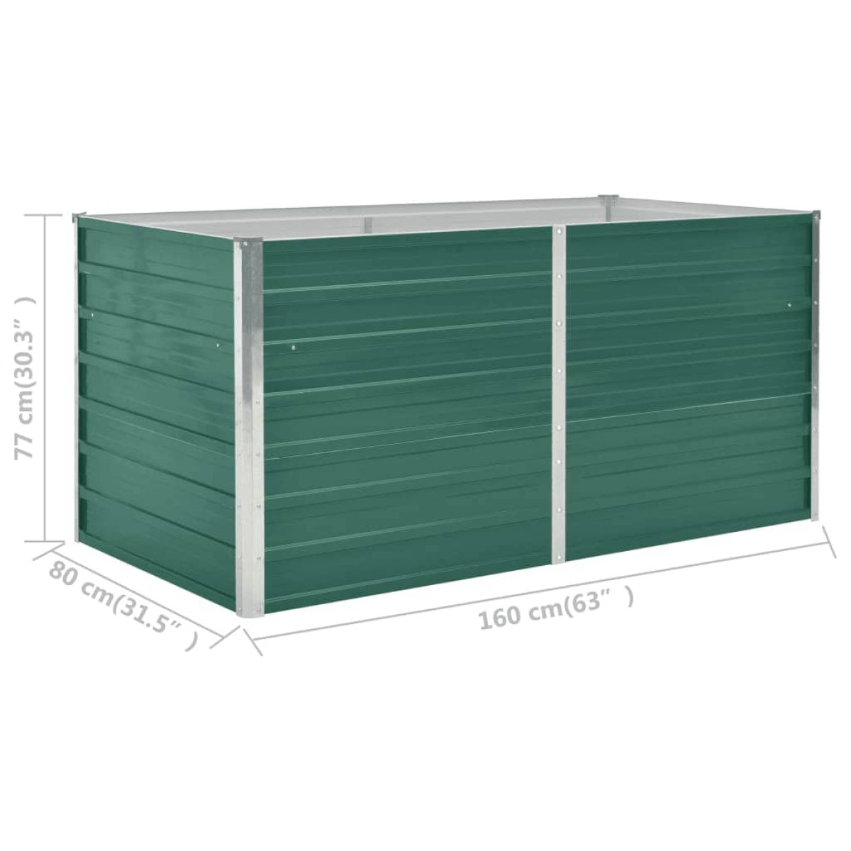 vidaXL Ζαρντινιέρα Ψηλή Πράσινη 160x80x77 εκ. Γαλβανισμένος Χάλυβας