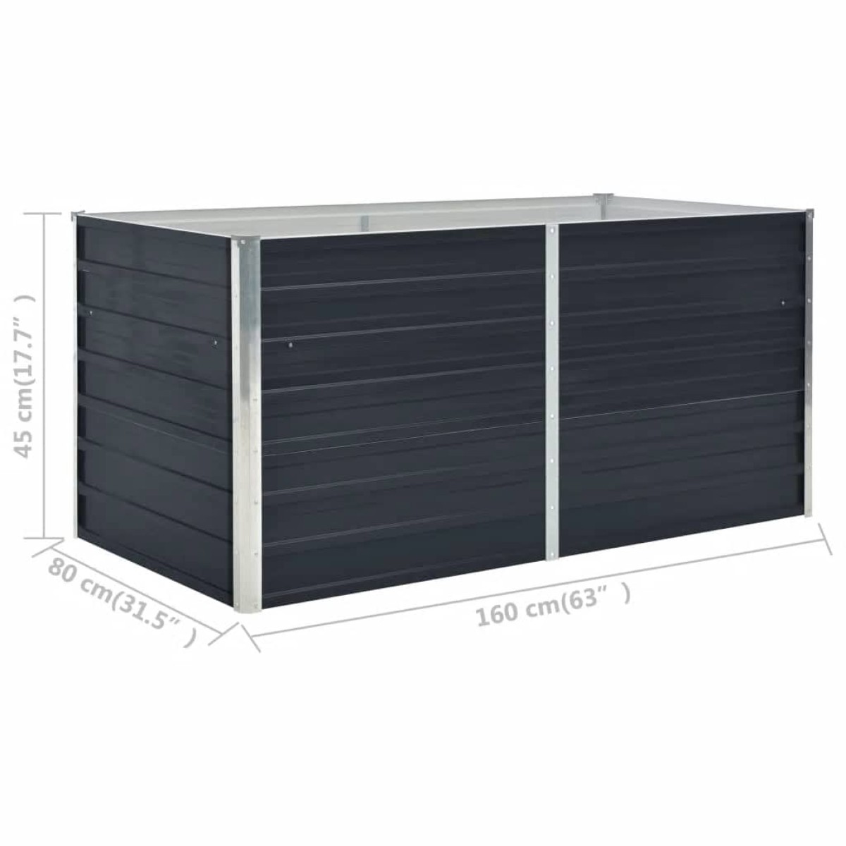 vidaXL Ζαρντινιέρα Ψηλή Ανθρακί 160x80x45 εκ. Γαλβανισμένος Χάλυβας