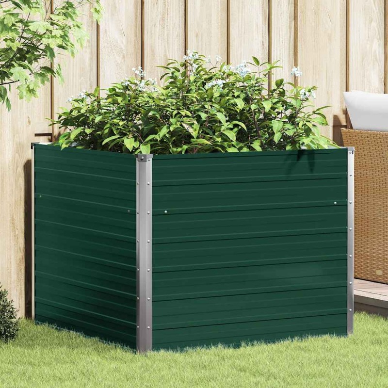 vidaXL Ζαρντινιέρα Ψηλή Πράσινη 100x100x77 εκ. από Γαλβανισμένο Χάλυβα