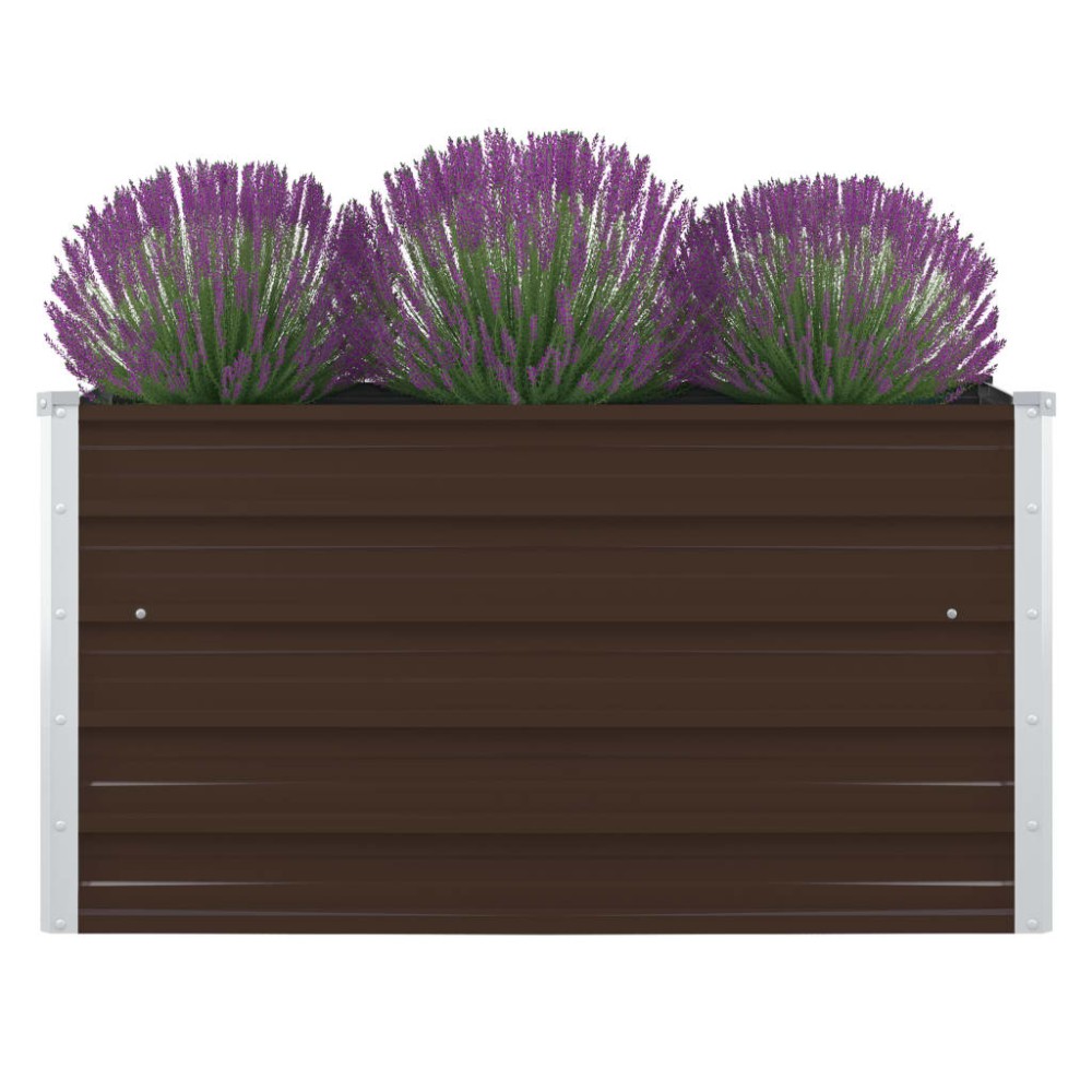 vidaXL Ζαρντινιέρα Ψηλή Καφέ 100 x 100 x 45 εκ. Γαλβανισμένος Χάλυβας