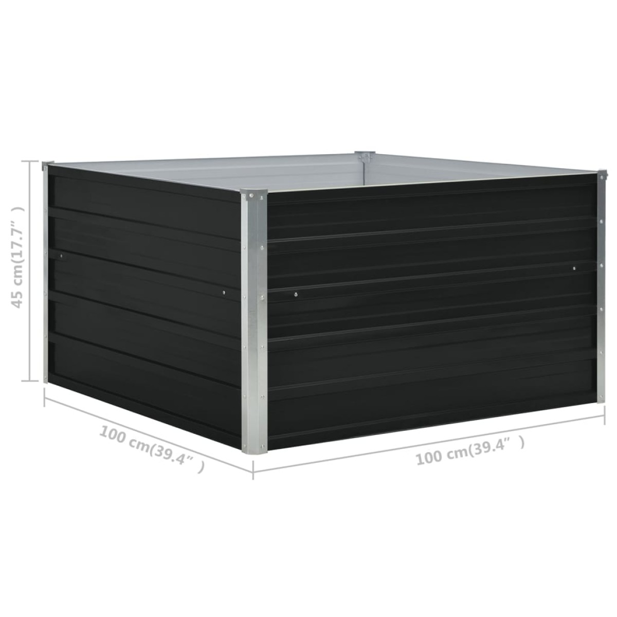 vidaXL Ζαρντινιέρα Ψηλή Ανθρακί 100x100x45 εκ. Γαλβανισμένος Χάλυβας
