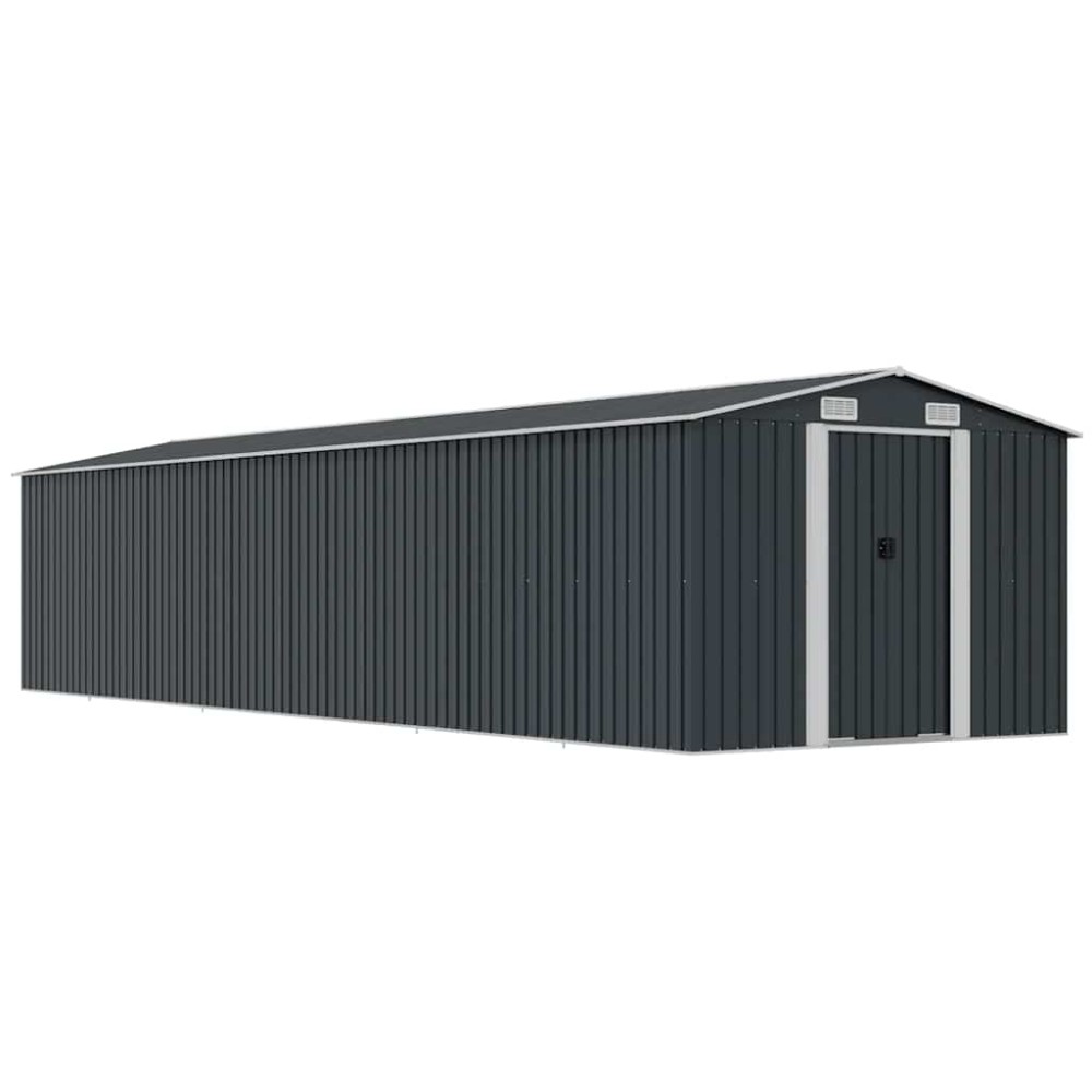 vidaXL Αποθήκη Κήπου Ανθρακί 257 x 779 x 181 εκ. Γαλβανισμένο Ατσάλι