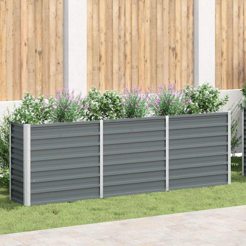 vidaXL Ζαρντινιέρα Υπερυψωμένη Γκρι 240x40x77 εκ. Γαλβανισμ. Χάλυβας