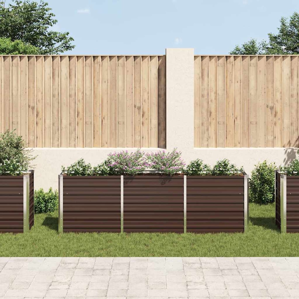 vidaXL Ζαρντινιέρα Υπερυψωμένη Καφέ 240x40x77 εκ. Γαλβανισμ. Χάλυβας