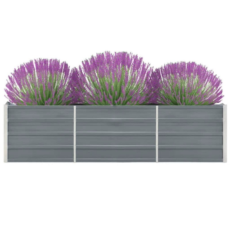 vidaXL Ζαρντινιέρα Υπερυψωμένη Γκρι 240x40x45 εκ. Γαλβανισμ. Χάλυβας