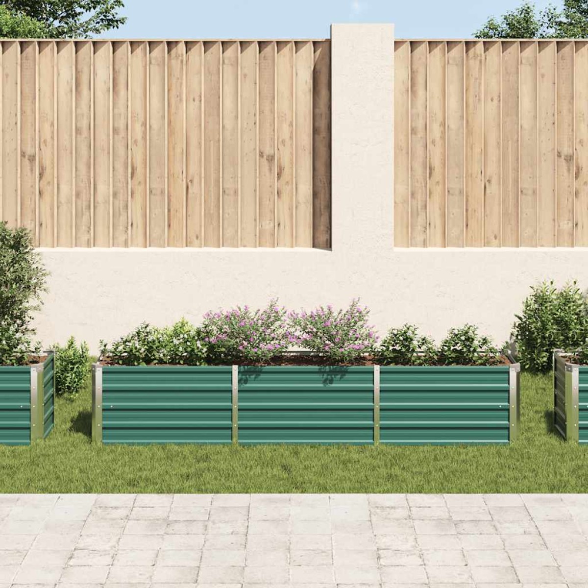 vidaXL Ζαρντινιέρα Υπερυψωμένη Πράσινη 240x40x45 εκ. Γαλβαν. Χάλυβας