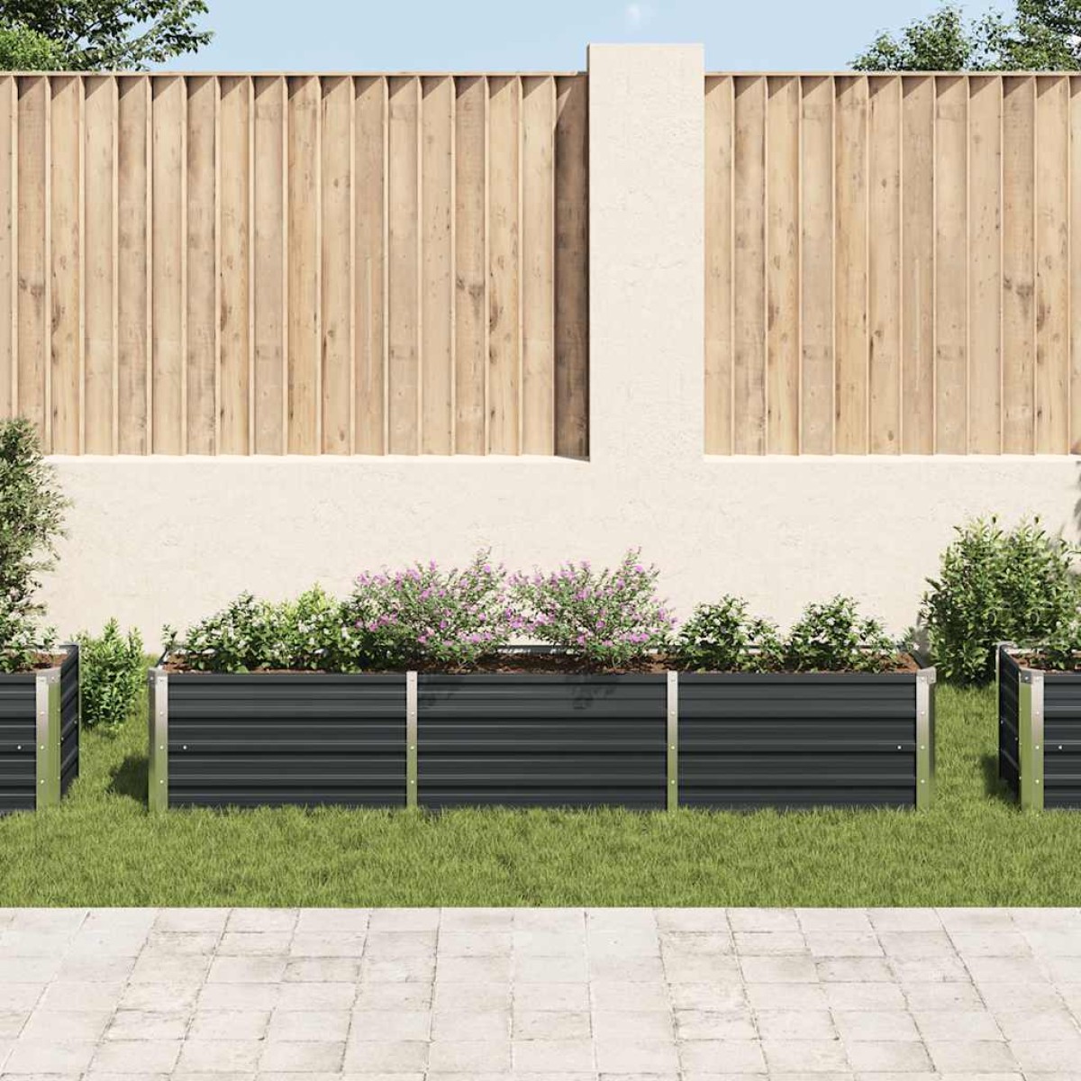 vidaXL Ζαρντινιέρα Υπερυψωμένη Ανθρακί 240x40x45 εκ. Γαλβαν. Χάλυβας