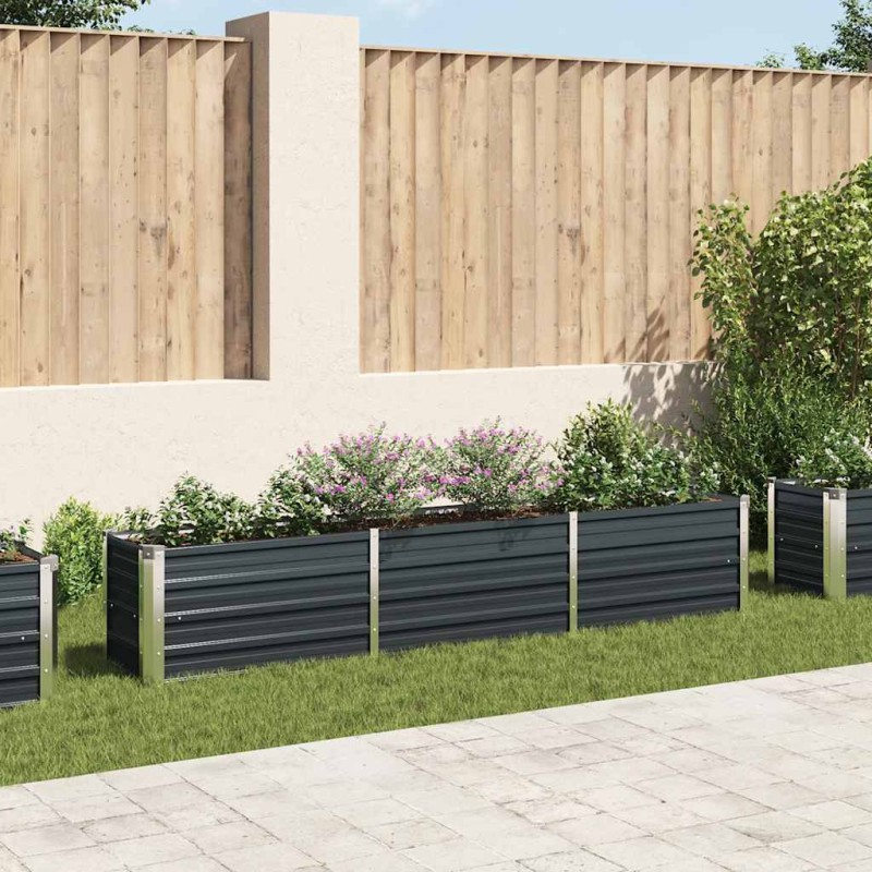 vidaXL Ζαρντινιέρα Υπερυψωμένη Ανθρακί 240x40x45 εκ. Γαλβαν. Χάλυβας