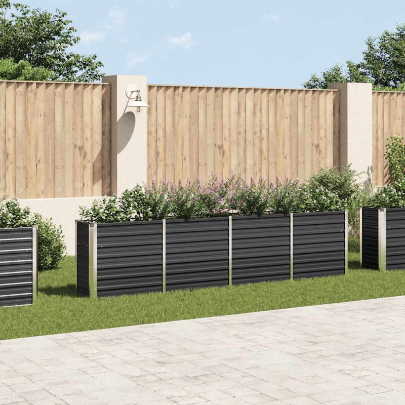 vidaXL Ζαρντινιέρα Ψηλή Ανθρακί 320x40x77 εκ. Γαλβανισμένος Χάλυβας