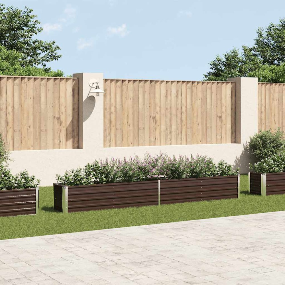 vidaXL Ζαρντινιέρα Υπερυψωμένη Καφέ 320x40x45 εκ. Γαλβανισμ. Χάλυβας